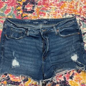 Old Navy Women's Ripped Jean Shorts - Dark Blue